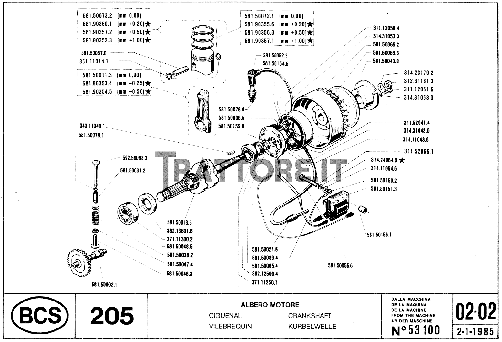 Bcs 205 caratteristiche – Dispositivo arresto motori lombardini